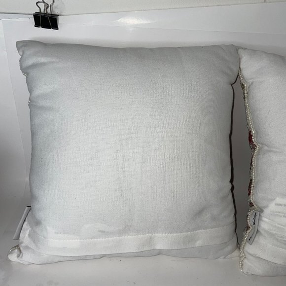 PRIMROSE VINTAGE Set of 2 Floral Pink Rose Beaded 12” Throw Decorative Pillows - Picture 8 of 15